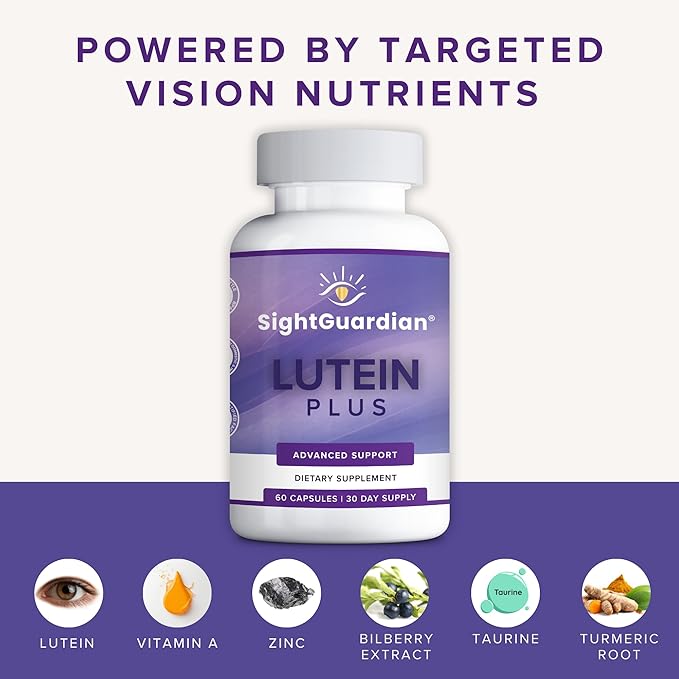 Sight Guardian Lutein Plus for Eyes, Eye Vitamin Supplement, Daily Vision Support for Digital Screens, Visual Function and Wellness, Reduce Strain and Fatigue, Non-GMO
