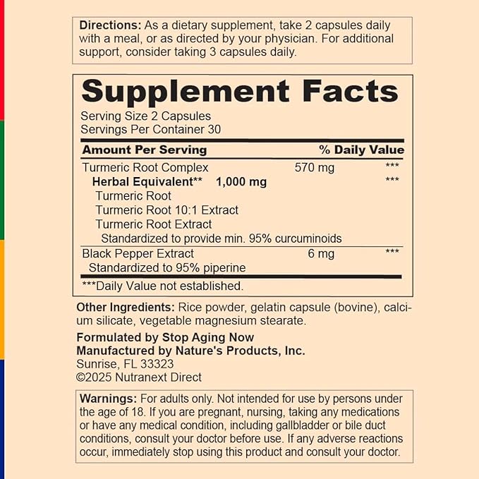 Curcumin2K Turmeric Root Complex with Black Pepper Extract, 1000mg, 60 Capsules, 1 Month Supply