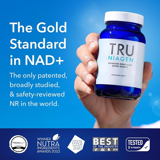 TRU NIAGEN Patented NAD Supplement for Brain Function, Anti Aging & Cell Regeneration, 300mg Niagen, 30 Servings | Supports Cellular Energy, Muscle | Nicotinamide Riboside (NR) Take 1 Daily | 1 Bottle