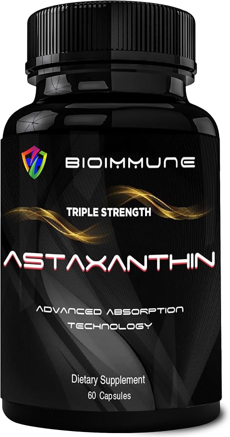 BioImmune Triple Strength AstaQuil™ Astaxanthin 12mg Enhanced Absorption, 60 Softgels w/Organic Coconut Oil. Powerful Antioxidant for Eye, Joint & Heart Health.