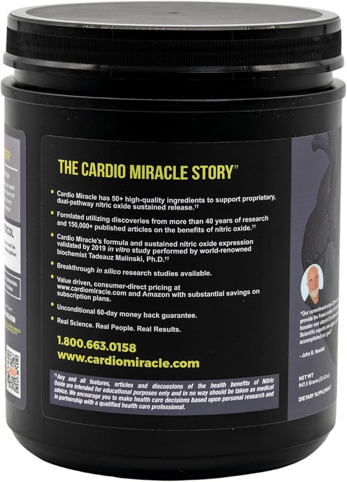 Cardio Miracle Nitric Oxide Supplement 90 Servings - Beet Root Powder with L-Arginine to Support Circulation, Blood Flow, Energy, Endurance, Stamina & Heart Health for Men and Women