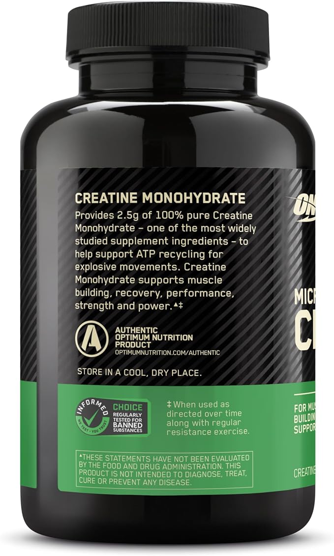 Optimum Nutrition Micronized Creatine Monohydrate Capsules, Keto Friendly, 2500mg, 100 Capsules