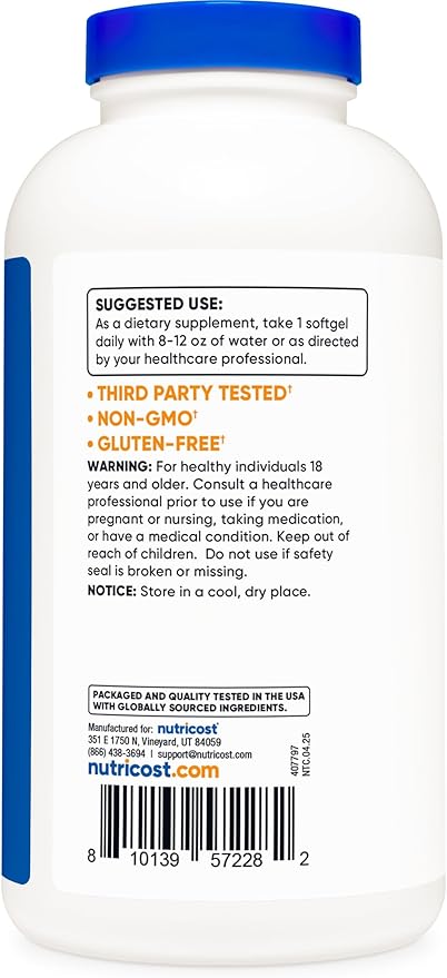 Nutricost Fish Oil 1000mg (560mg of Omega-3), 240 Softgels (2 Bottles)
