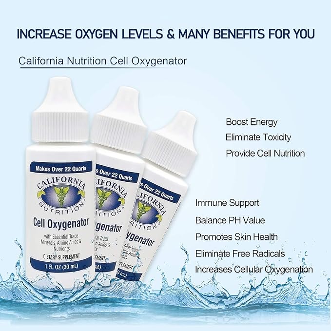 Cell Oxygenator Oxygen Boost, 1fl oz (30ml), Cell Food Oxygen Drops with Zinc, Support Immune System, Liquid Oxygen Dietary Supplement, Trace Minerals & Amino Acids