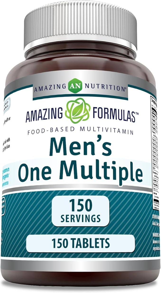 Amazing Formulas Men's One Multivitamin Supplement | Food Based | 150 Tablets | Perfect Blend of Vitamins, Minerals & Probiotics | Non-GMO | Gluten-Free | Made in USA
