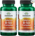 Swanson Balance B-50 High-Potency B Vitamin Complex for Busy Adults Seeking Immune, Heart, and Nervous System Support (100 Capsules, 2 Pack)