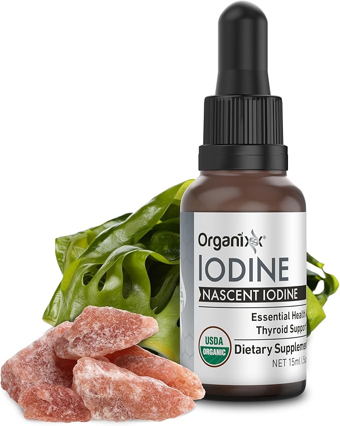 Organixx Iodine Supplement, Organic Nascent Liquid Drops, Pure Iodine Concentrate for Men and Women, Gluten Free, Vegan, Non GMO, American Made, 15 ML, 60 Servings
