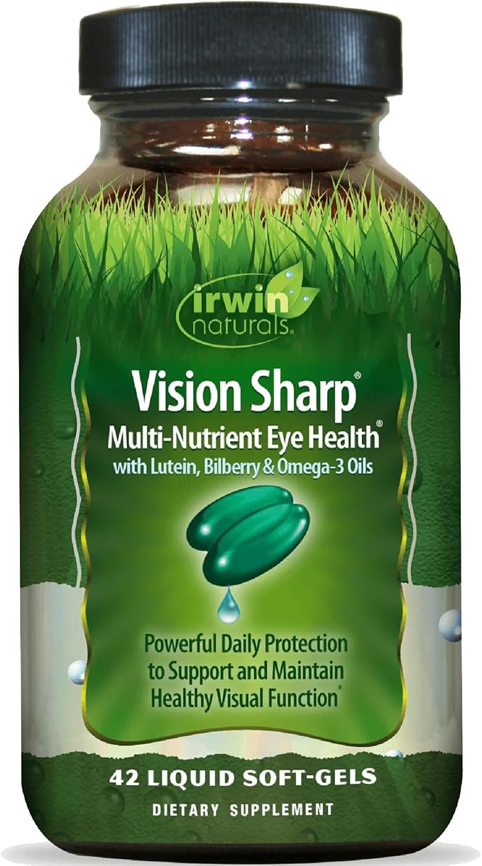 Irwin Naturals Vision Sharp Multi-Nutrient Eye Health with Lutein, Bilberry & Omega-3s - 42 Liquid Softgels