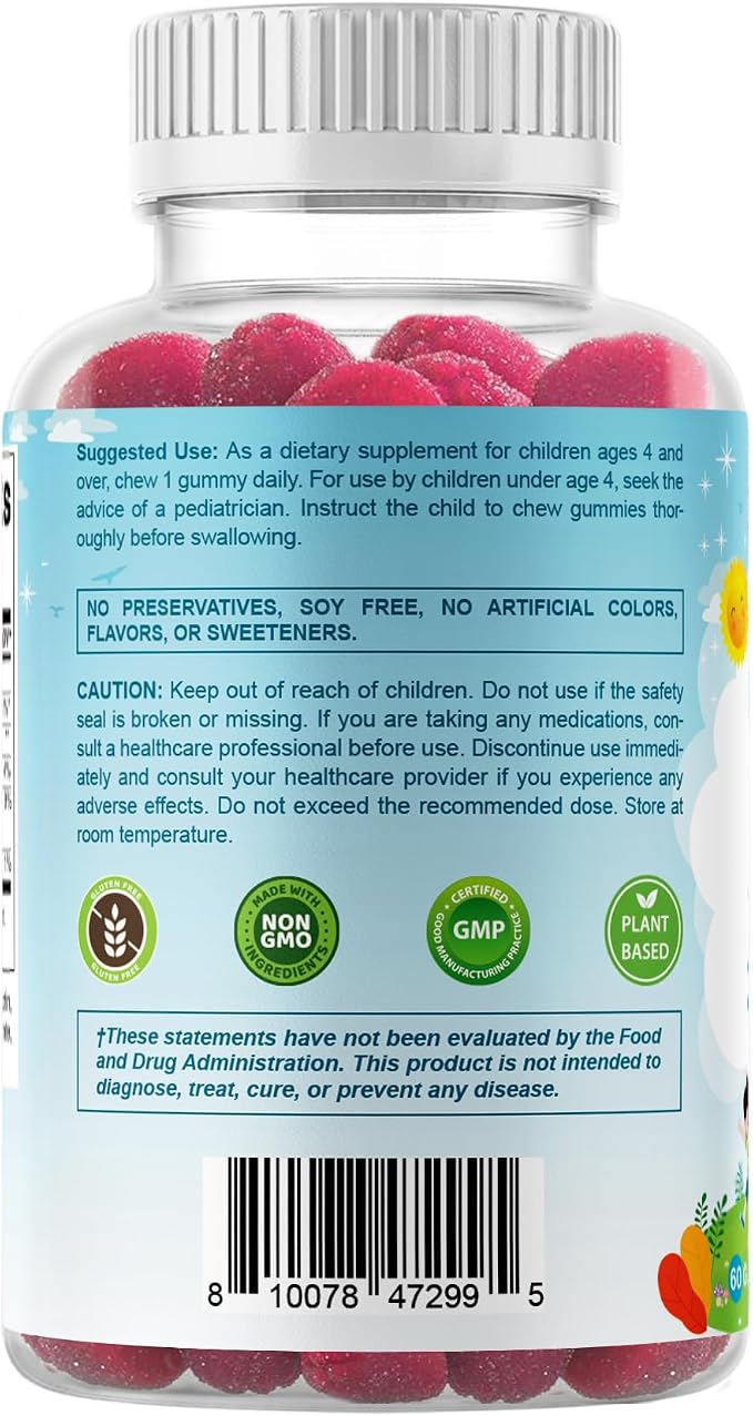 Vitamatic Kids Magnesium Calm Gummies - 60 Vegan Count - Great Tasting - Promote Healthy, Muscle, Bone, & Energy Support
