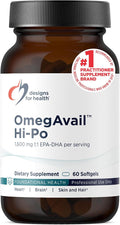 Designs for Health OmegAvail Hi-Po - TG (Triglyceride) Omega-3 Fish Oil Supplement, 1600mg EPA/DHA per Serving with Lemon + Vitamin E to Minimize Fishy Taste (60 Softgels)