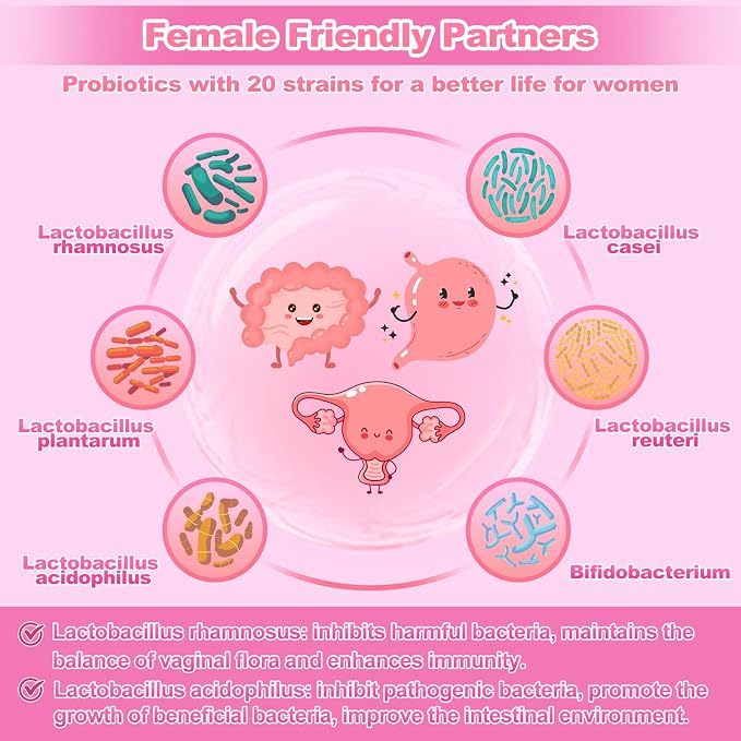 KFG Women's Probiotic Powder, with 100 Billion CFUs, 20 Strains, 3Organic Prebiotics, Cranberry, Digestive Enzymes & D-Mannose, for Boost Immune, Digestive, Gut, Vaginal & Urinary Health, 40 Packets