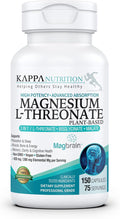 Kappa Nutrition Powered by Magbrain™ Magnesium L-Threonate Plant-Based, 150 Vegan Capsules, 420mg Elemental Magnesium (3 Capsules) from 2,253mg, Brain, Sleep & Muscle Support.
