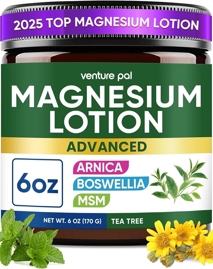 Magnesium Lotion with Arnica, MSM & Boswellia – Cooling Magnesium Cream – Lightweight Moisturizing Lotion for Legs & Feet – Safe for Kids – 6 fl oz