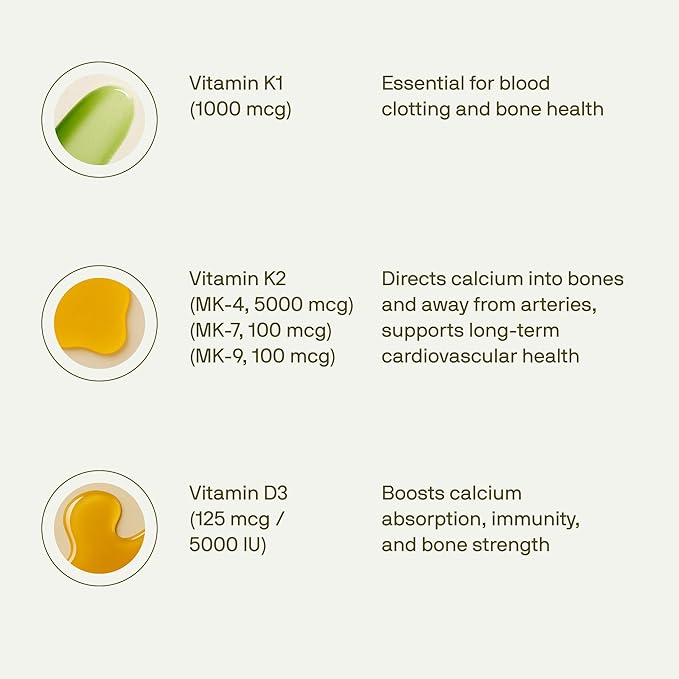 Nutriissa Full-Spectrum Vitamin K 6200 mcg – K1, K2 (MK-4, MK-7, MK-9) with Vitamin D3 – Bone & Heart Health – EPEB Certified for Purity & Potency – 60 Capsules