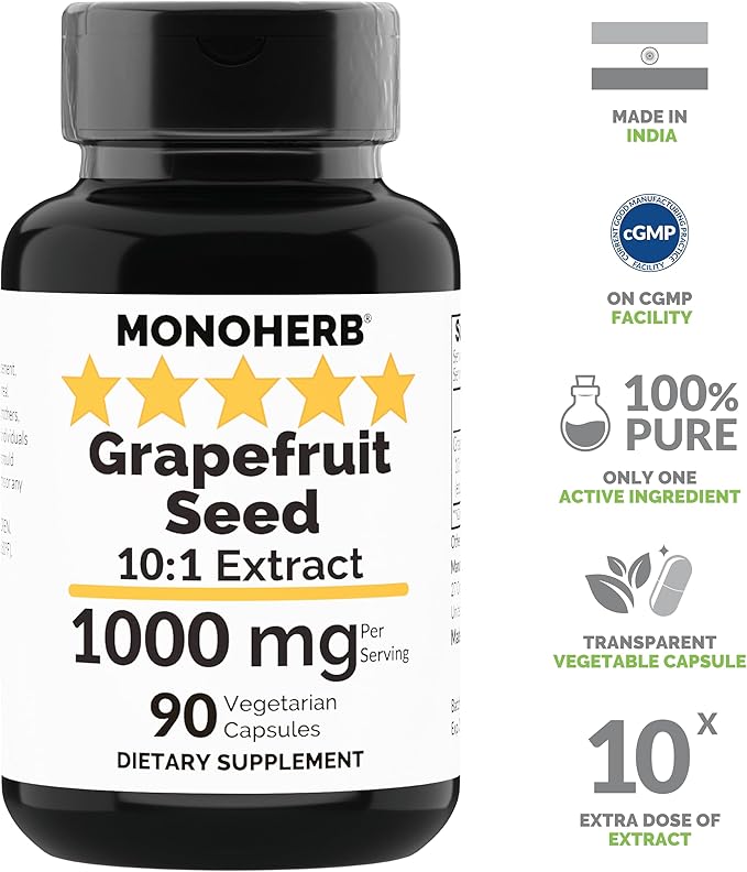 MONOHERB Grapefruit Seed Extract 1000 mg - 90 Vegetarian Capsules