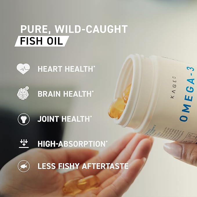 Kaged Omega 3 Softgels | Unflavored | Fish Oil Supplement | 3000mg Omega 3 Fatty Acid with EPA & DHA | Ultra-Pure, No Fish Burps | Supplements for Men & Women | 30 Servings
