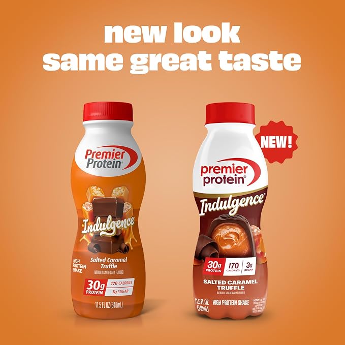 Premier Protein Shake INDULGENCE, Salted Caramel Truffle, 30g Protein, 170 Calories, 3g Sugar, 11.5 fl oz, 12 Pack (Packaging May Vary)