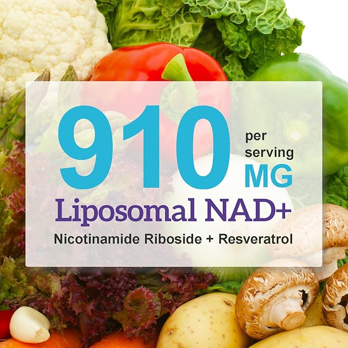 Liposomal NAD Resveratrol Supplement - Nicotinamide Riboside & Quercetin - High Purity NAD Supplements for Anti-Aging, Focus, Energy 120 Capsules
