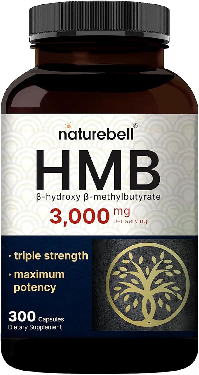NatureBell HMB 3,000mg - 300 Capsules - Triple-Strength Supplement for Lean Muscle Mass Support - Aids Against Muscle Breakdown in Men & Women* - Non-GMO & Gluten-Free