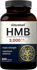 NatureBell HMB 3,000mg - 300 Capsules - Triple-Strength Supplement for Lean Muscle Mass Support - Aids Against Muscle Breakdown in Men & Women* - Non-GMO & Gluten-Free