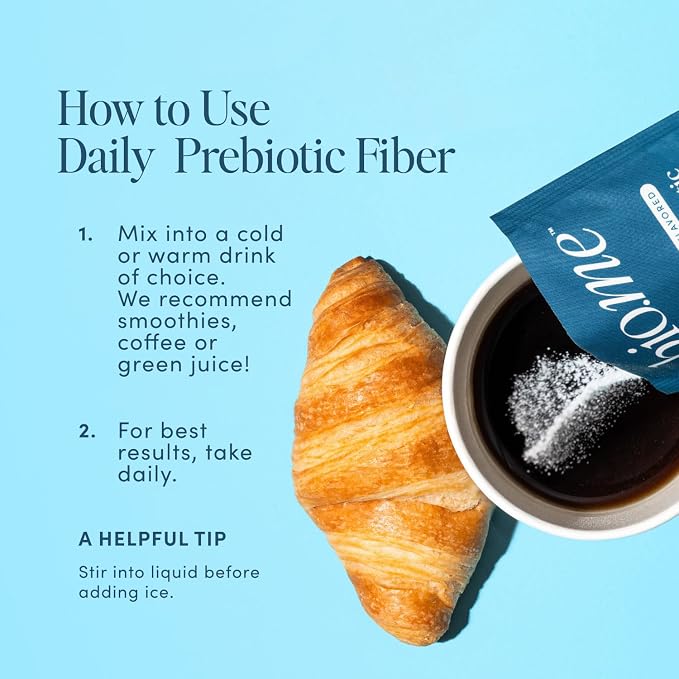 Bio.me Daily Prebiotic Fiber Powder Unflavored - 20 Travel Packs, 7g Per Serving - Soluble & Insoluble Fiber Supplement for Women & Men - Digestive Health & Gut Health - GLP-1 Friendly, Sugar Free