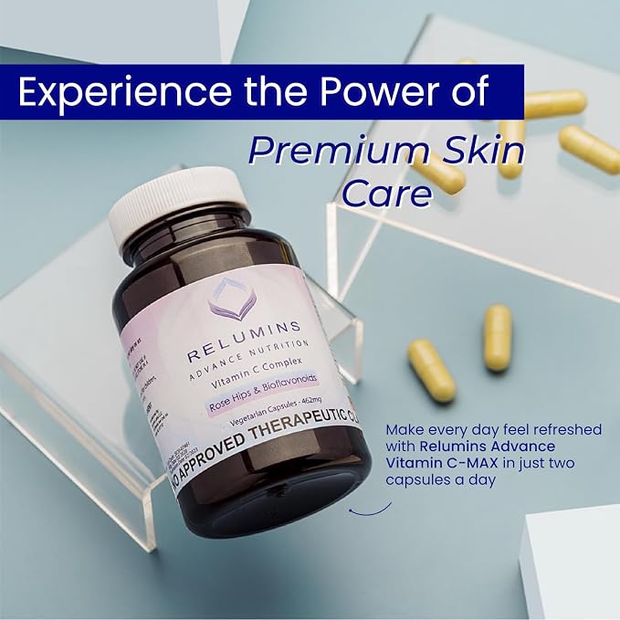 Relumins Advanced Vitamin C Supplement with Rose HIPS - 1000mg of Vitamin C Immune Support & Collagen Production, Made in USA, Ultimate Wellness Gift for Mom, 180 Capsules x 10 Bottles