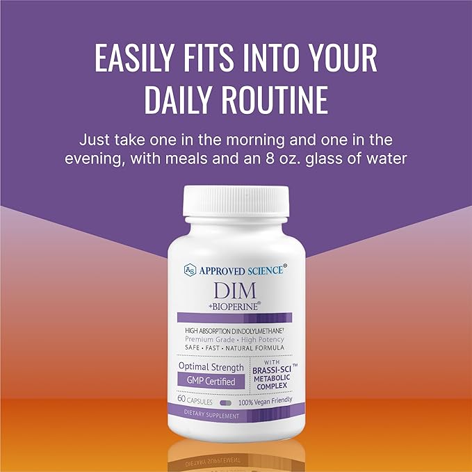 Approved Science DIM - Estrogen Metabolism Support - DIM, Broccoli Sprout, Mustard Seed, Calcium, BioPerine - Vegan - 6 Bottles - 360 Capsules