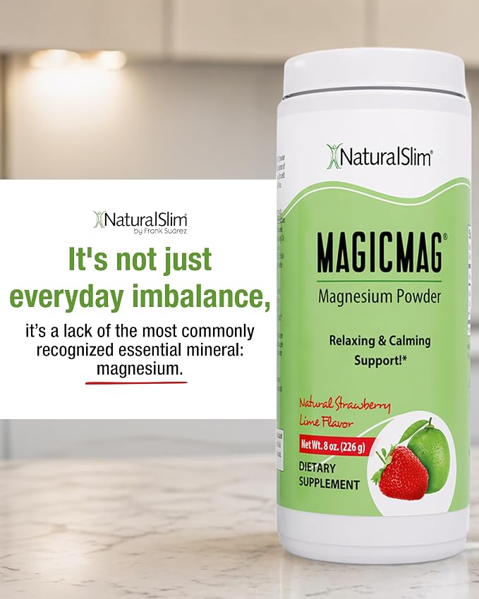 NaturalSlim MagicMag - Highly Absorbable Magnesium Citrate Powder for Relaxation, Energy, Better Sleep & Metabolic Support - Magnesium Supplement for Women & Men - Strawberry & Lime Flavored 8oz
