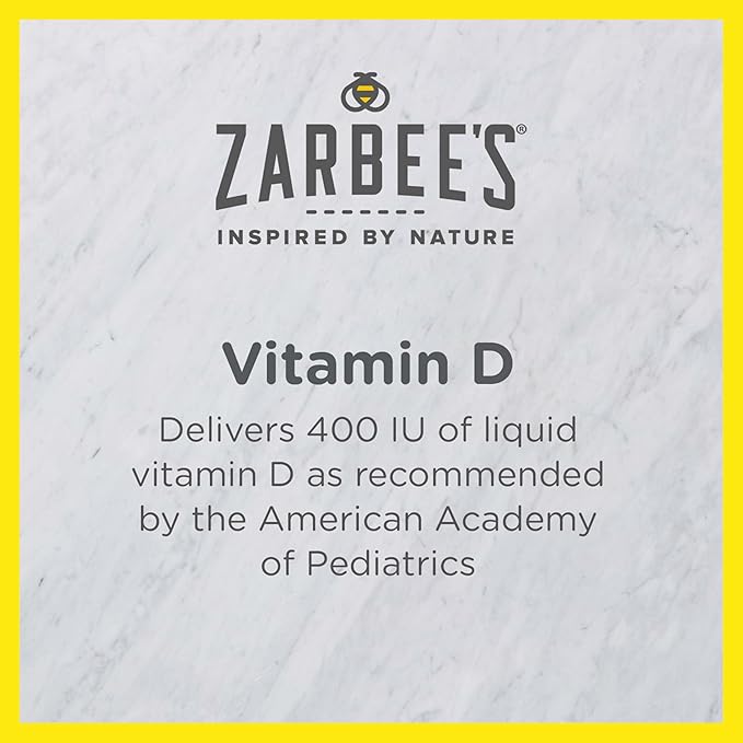 Zarbee's Vitamin D Drops for Infants,400IU (10mcg) Baby & Toddler Liquid Supplement,Newborn & Up,Dropper Syringe Included,0.47 Fl Oz,(Pack of 2)