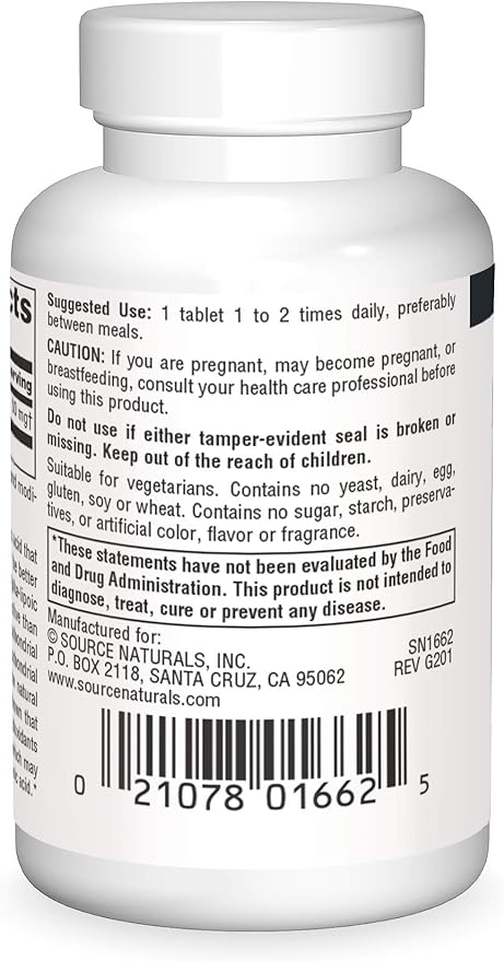Source Naturals R-Lipoic Acid 50mg, 60 Tablets