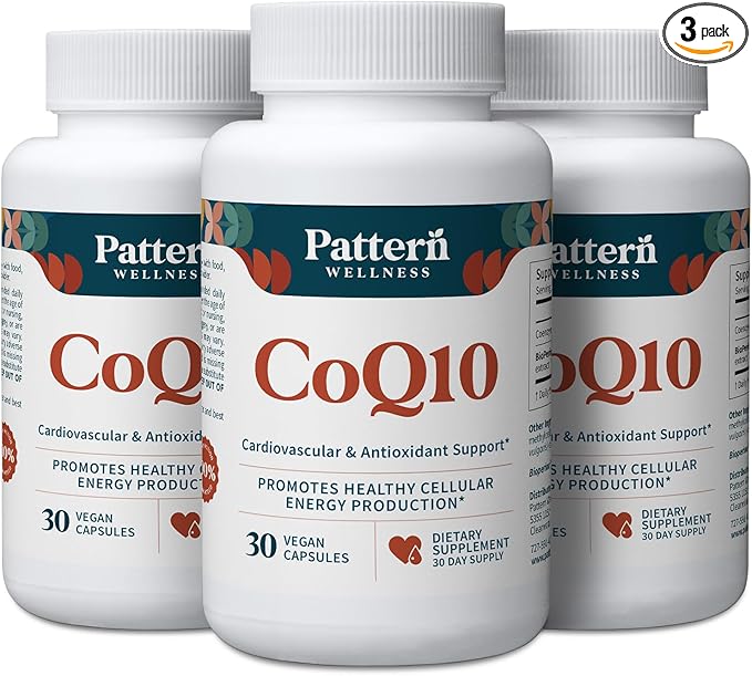 Pattern Wellness CoQ10 – 200mg Ubiquinone with BioPerine® Black Pepper Extract – Cellular Energy & Vitality Support – Non-GMO – 90 Vegan Capsules*