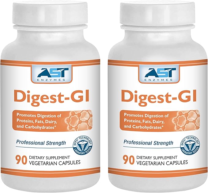 AST Enzymes Digest-GI Digestive Enzyme - (90 x 2) Vegetarian Capsules-Digestion and Bloating Relief for Women and Men