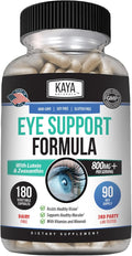 Kaya Naturals Eye Health Supplement - Lutein & Zeaxanthin - Supports Eye Strain, Dry Eyes, and Vision Health - 800mg Vitamin Supplement - 180 Count
