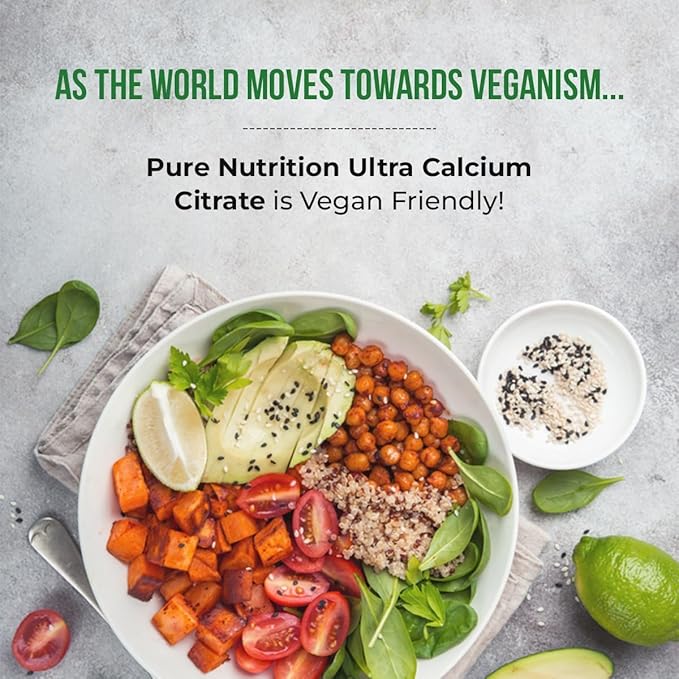 Pure Nutrition Ultra Calcium 1000mg with VIT D3 + K | 180 Tabs (90 X Pack of 2) | Calcium Supplement with Calcium Citrate Malate, VIT D3, K, Moringa Oleifera, Magnesium and Zinc.