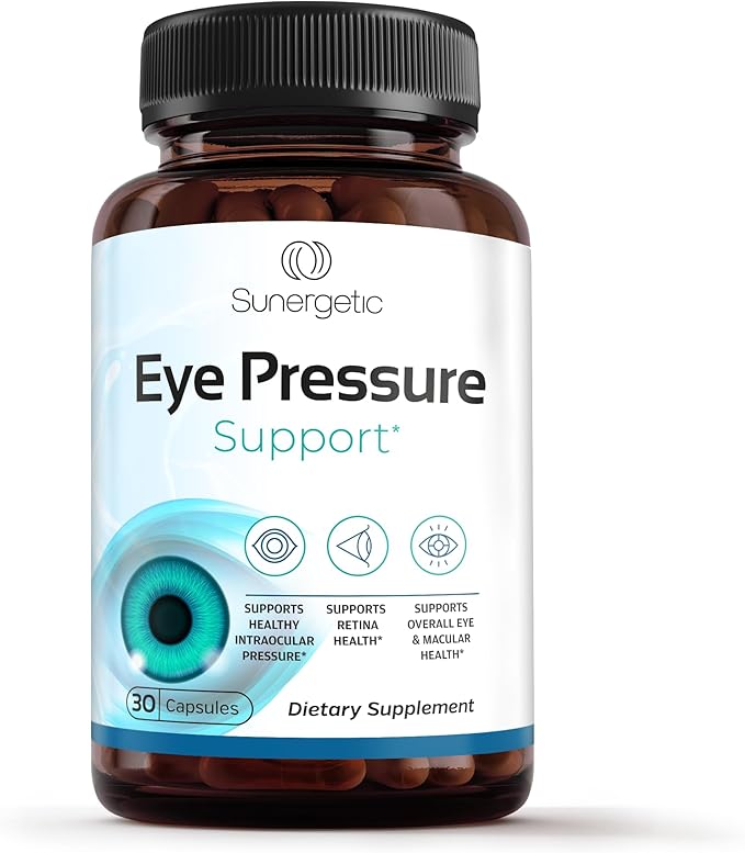 Sunergetic Premium Eye Pressure Support Supplement - Eye Pressure Supplement with Saffron, Lutein, Zeaxanthin, Bilberry & Pine Bark - Supports Ocular Health & Overall Vision - 30 Count (Pack of 2)
