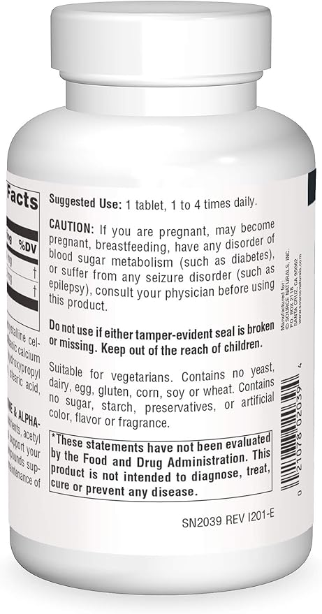 Source Naturals Acetyl L-Carnitine & Alpha-Lipoic Acid 650mg - 180 Tablets
