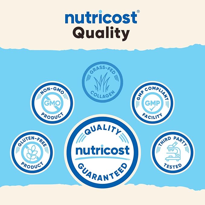 Nutricost Pure Collagen Hydrolysate (Bovine) Powder (2 Pack) - Grass Fed Bovine Collagen, 1LB Per Bottle