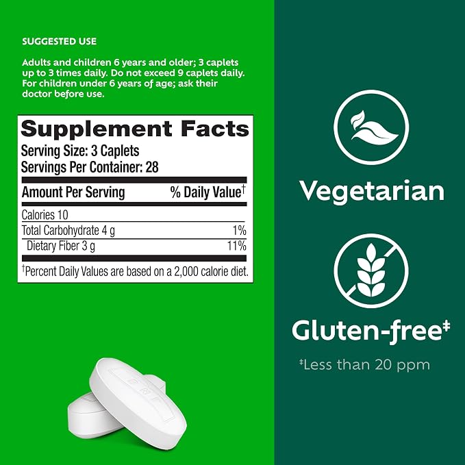 Benefiber Prebiotic GLP-1 Friendly Fiber Supplement Caplets, 84 Count