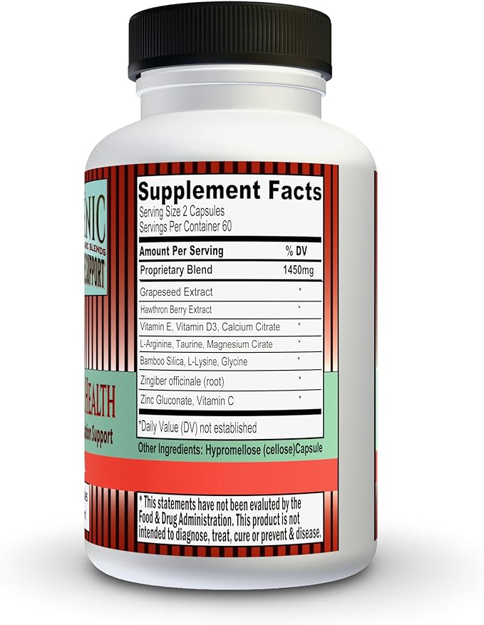 BP CARE Support | Normal Blood Pressure Support | Heart Health | GrapeSeed, Hawthorn, Pomegranate, Beet Root Ginger, Bamboo Silica, L-Arginine, Taurine, Zinc, Mag Cit, Cal Cit, Vit E & D3.