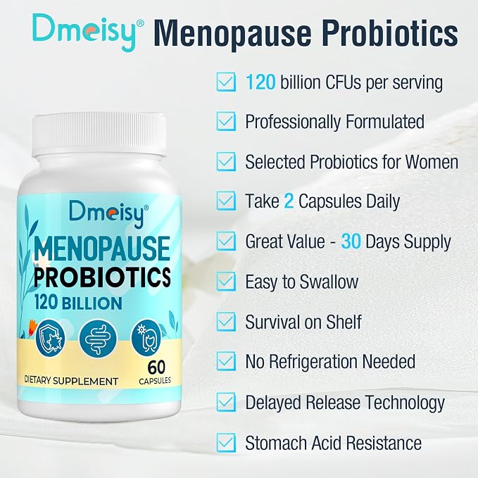 120 Billion CFU Probiotic - Menopause Support Probiotics for Women, Natural Menopause Probiotic Supplement for Hot Flashes Night Sweats Mood Swings Hormone Balance Gut & Immune Health- 120 Caps