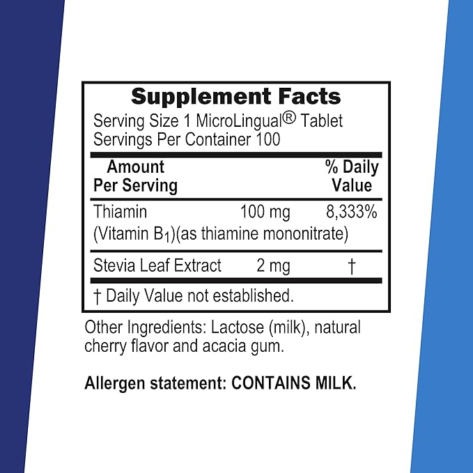 Superior Source B-1 100 mg - Vitamin B Supplement Supports Healthy Energy & Growth - Nervous & Digestive System Support Formula with Thiamin - 100 Sublingual Dissolving Tablets