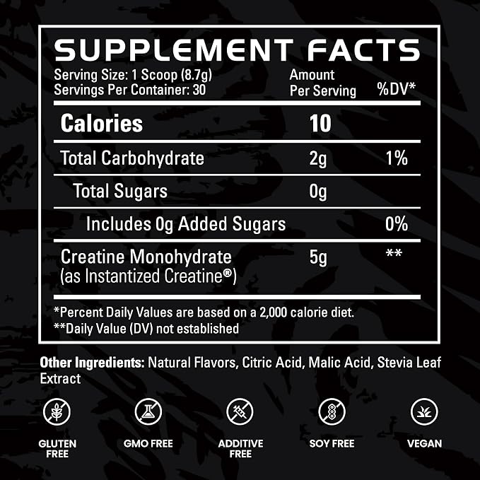 Gains in Bulk Instantized Creatine Monohydrate for Men & Women, Soluble Pre Workout Powder, Supports Muscle Building, Strength and Performance, Bodybuilding Supplements, Blue Raspberry, 30 Servings