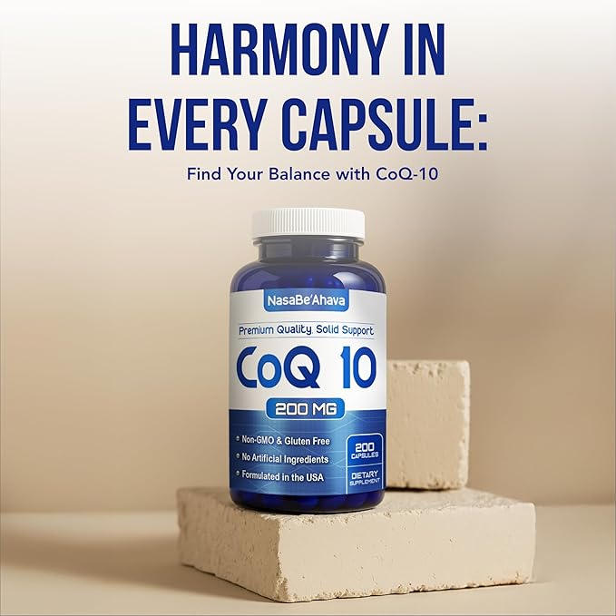 CoQ10 200mg Capsules | Vegan Friendly Coenzyme Q10 200mg from Easy Absorption Ubiquinone Supplement for Skin Heart and Energy Support | Made in The USA in cGMP Facilities (200 Servings)