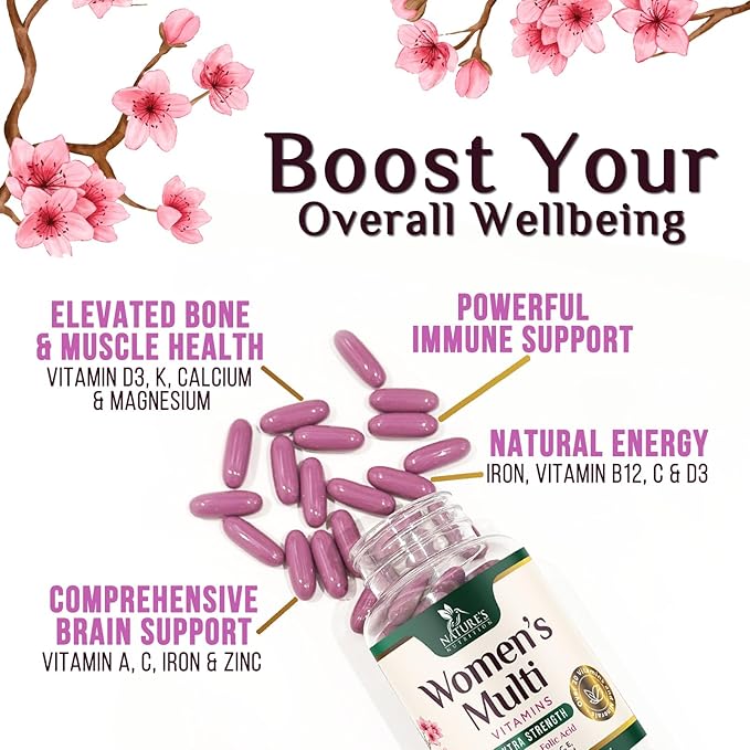 Multivitamin for Women - Essential Daily Womens Multivitamins with Calcium, Folic Acid, Vitamin A, C, D, E, B Vitamins, Zinc and Iron - Energy, Focus & Immune Support, Bottled In USA - 120 Softgels