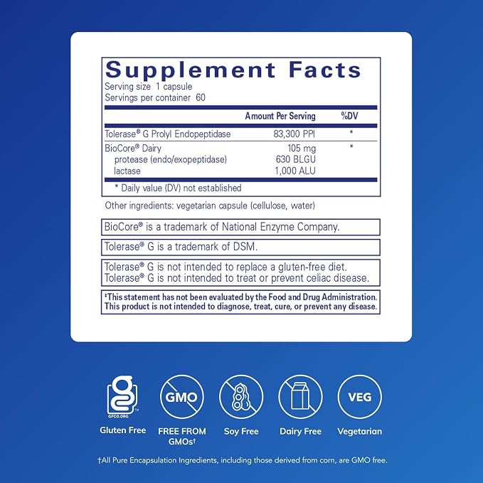 Pure Encapsulations Gluten/Dairy Digest | Unique Mix of Enzymes to Support Healthy Gluten and Dairy Digestion* | 60 Capsules