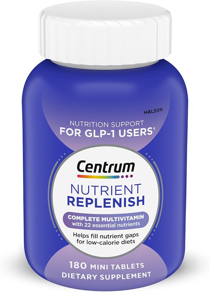 Centrum Nutrient Replenish GLP-1 Nutrition Support Multivitamin for Whole Body Health and Appearance - 180 Tablets, 6 Month Supply