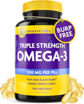 InnovixLabs Triple Strength Omega 3 Supplement, Burpless Fish Oil for Women and Men - 900 mg EPA & DHA, Brain & Joint Support, Award Winning & Third-Party Tested, 200 Softgels