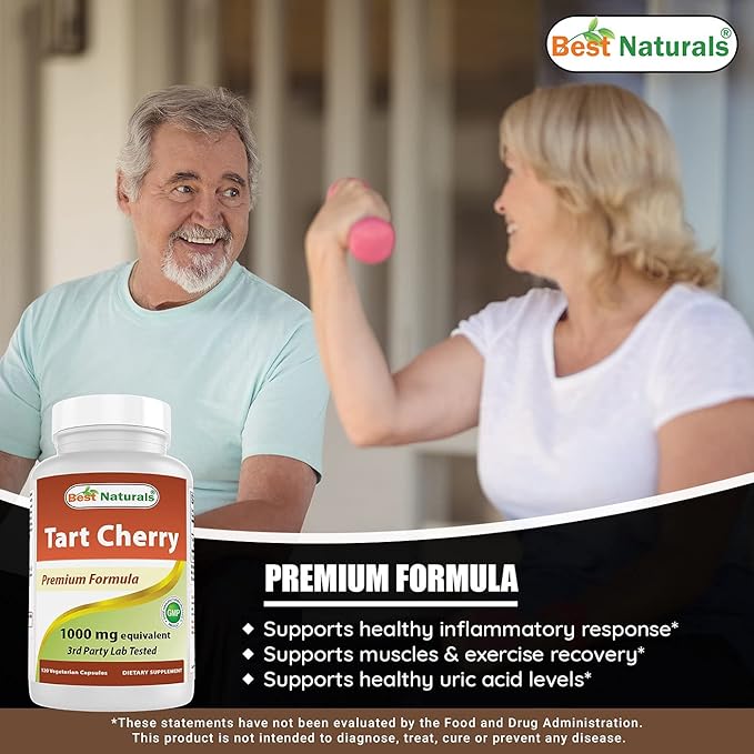 Tart Cherry Extract 1000 mg & Turmeric Curcumin 1500mg/Serving with Bioperine