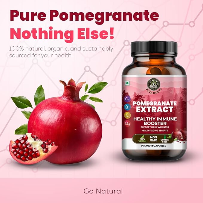 Pomegranate Extract Capsules – Antioxidant & Immune Booster for Men & Women – Heart, Skin & Joint Support – Polyphenol-Rich Supplement – 100 Vegan Capsules