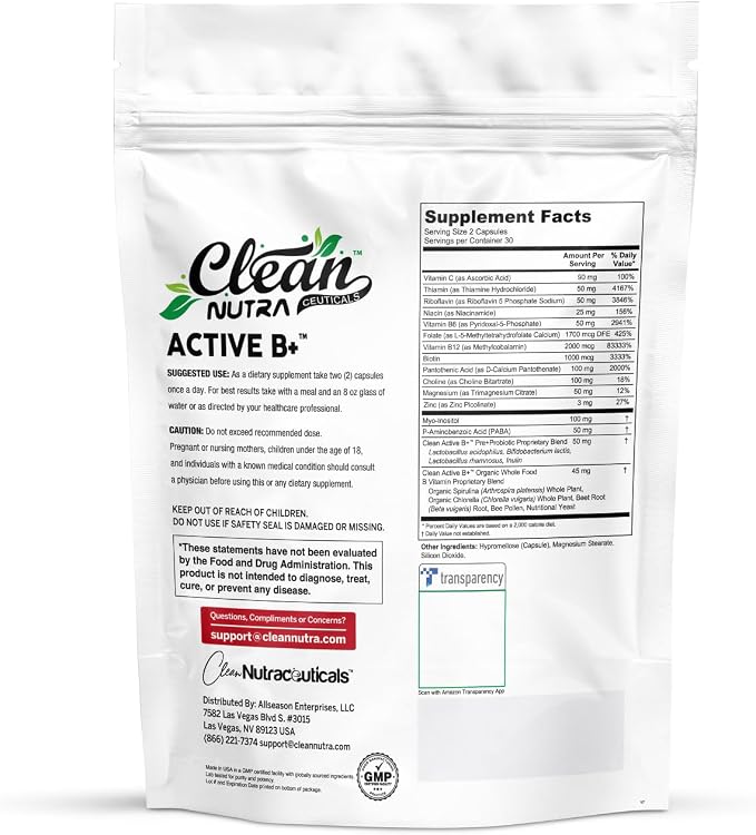 Vitamin B Complex Methylated B Vitamins for Women, Vitamin B12 Methylcobalamin Methylfolate B12 B1 B2 B3 B5 B6 B7 B9 Biotin Myo Inositol Choline Organic Spirulina Methylated Multivitamin 60 Ct